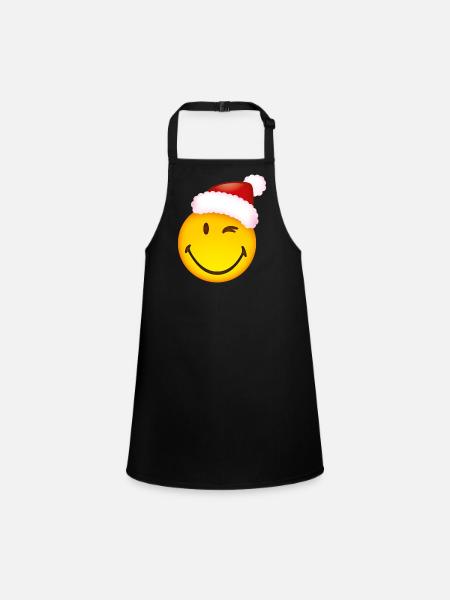 Smiley Santa Claus - Tablier Enfant - noir - Devant