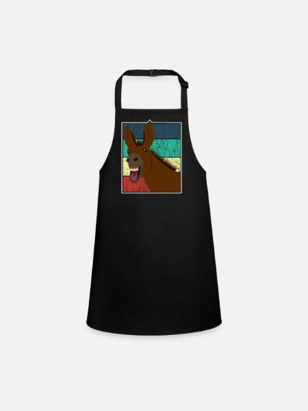 Maultier Muli Esel Pferd Vintage Geschenk - Schürze für Kinder - Schwarz - Vorne
