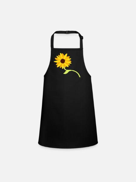Fleur, Jaune, Fleur Jaune, Fleurs, Tournesol, Fleur - Tablier Enfant - noir - Devant