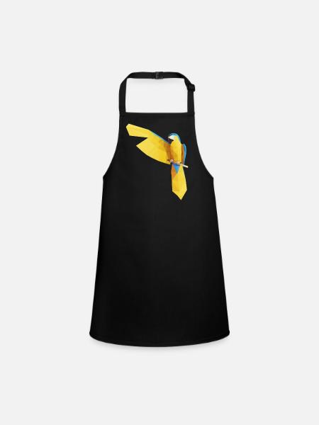 Blue Ara Low Poly - Children's Apron - black - Front