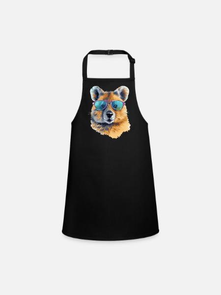Miki the bespectacled quokka - Children's Apron - black - Front