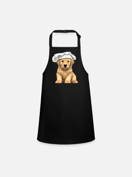 Golden Retriever Restaurateur Dogs Puppy Cooking - Children's Apron - black - Front
