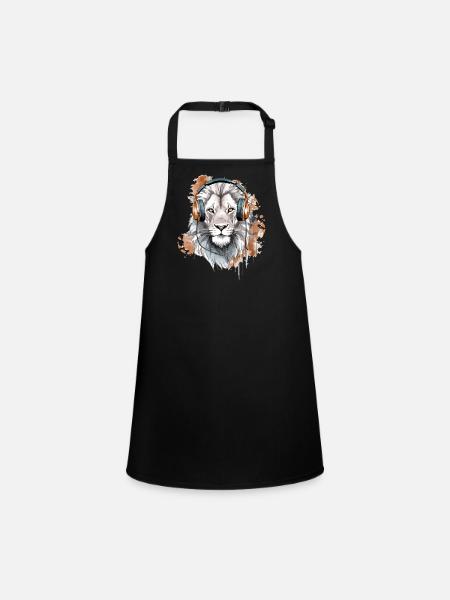 Heko le lion audiophile - Tablier Enfant - noir - Devant