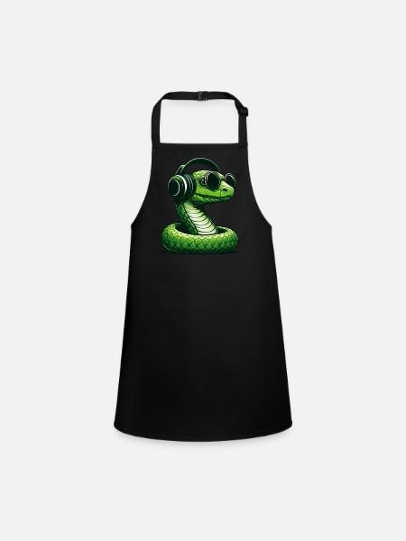 Serpent avec lunettes de soleil et écouteurs - Tablier Enfant - noir - Devant