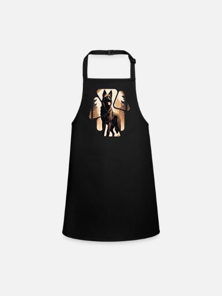 Doberman Dog - Children's Apron - black - Front