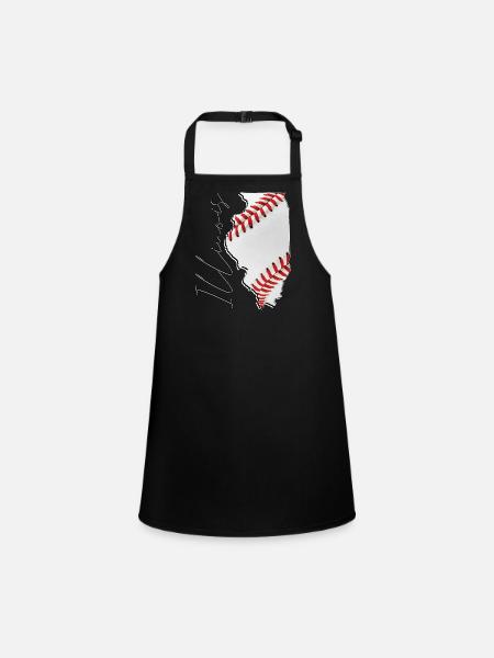 Illinois (États-Unis) | Vrai baseball | Script de carte - Tablier Enfant - noir - Devant