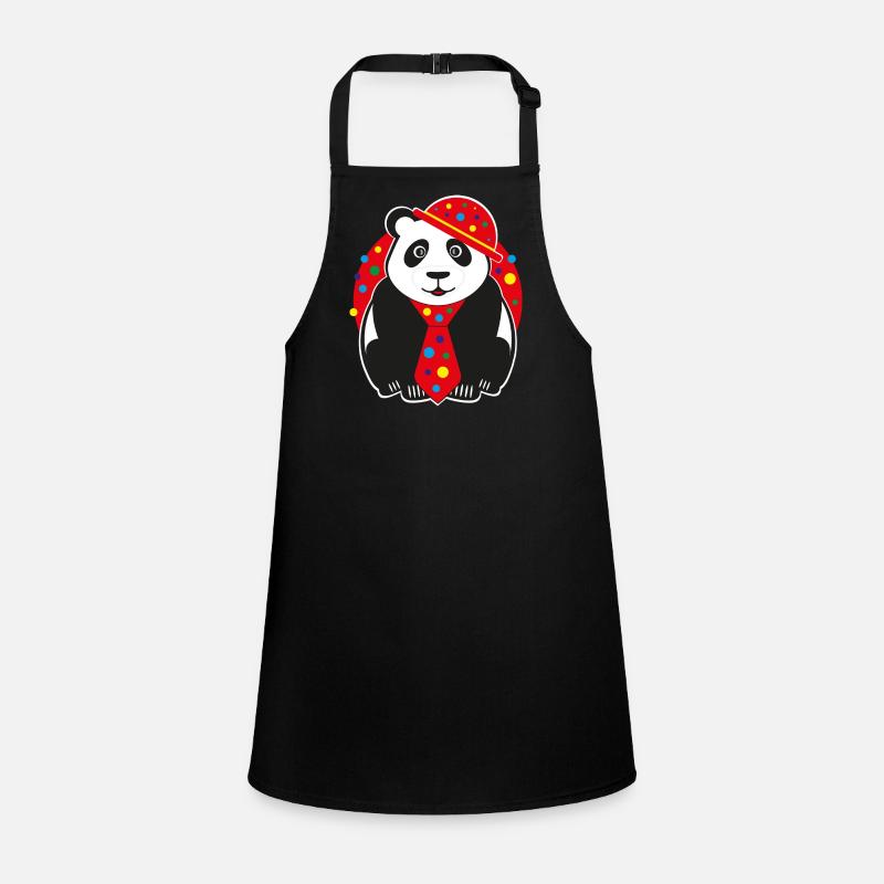 Panda mit lustigen Hut, Krawatte und Konfetti. Schürze für Kinder