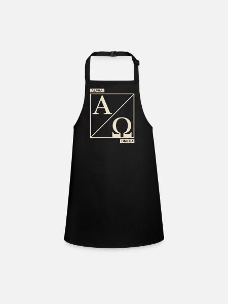 Christlich Alpha Omega Symbol Des Glaubens - Schürze für Kinder - Schwarz - Vorne