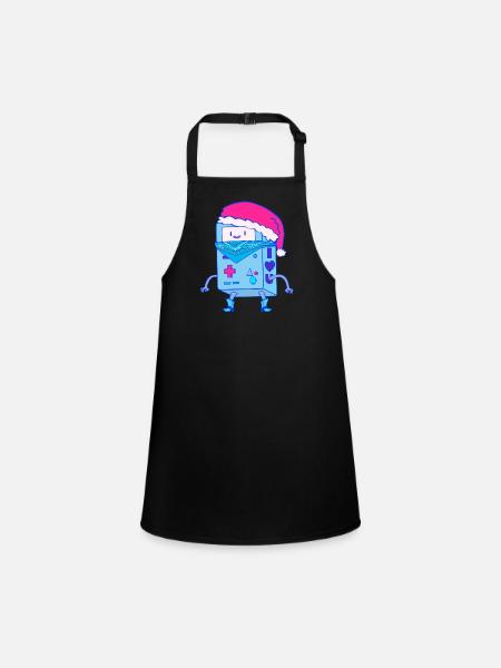Kawaii Weihnachts-Roboter Santa Bot - Schürze für Kinder - Schwarz - Vorne