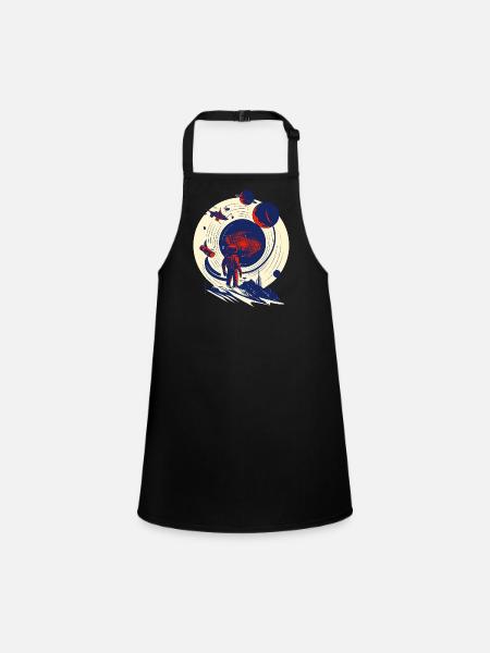 Astronaut at the cosmic portal - Children's Apron - black - Front