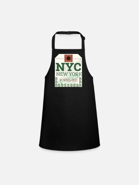 NYC Fetter Passstempel - Schürze für Kinder - Schwarz - Vorne