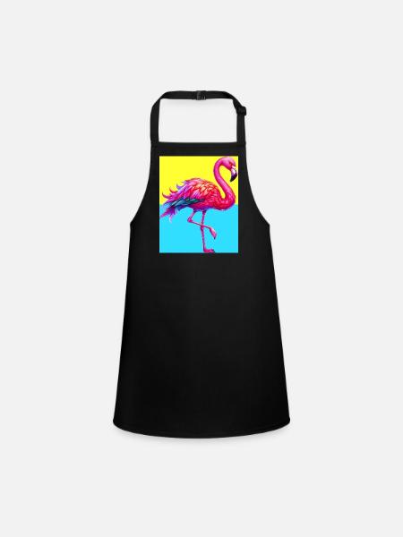 Flamingo - Schürze für Kinder - Schwarz - Vorne