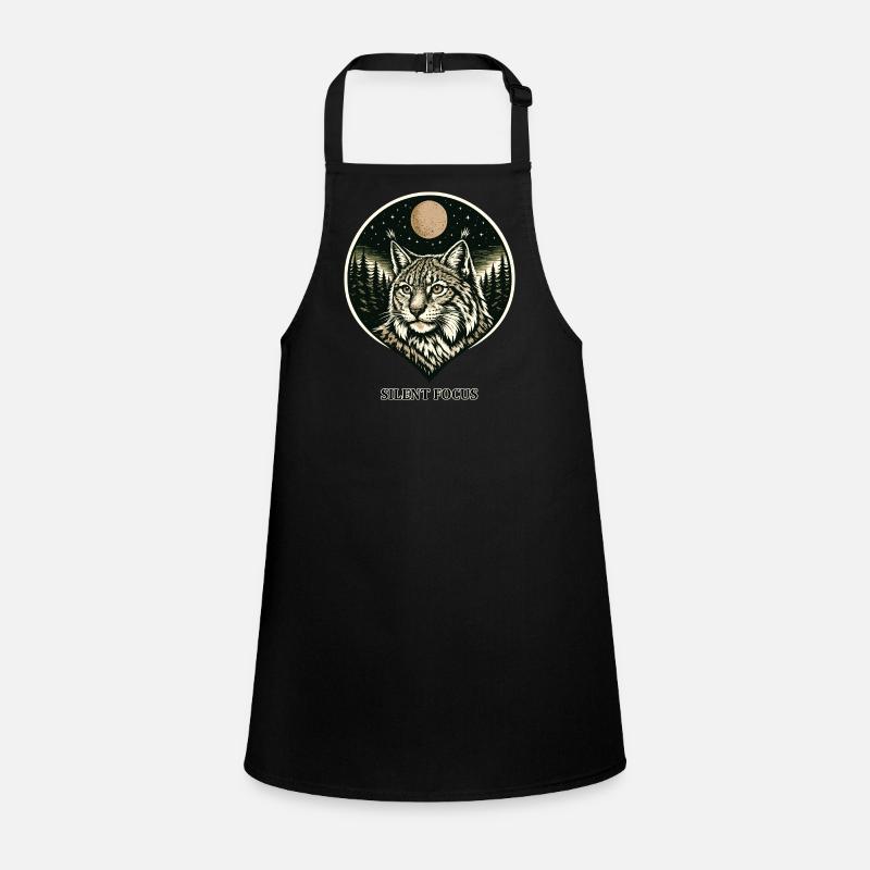 Silent Focus - Lynx in Woodcut Style Children's Apron