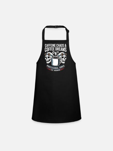 Coffee Mayhem Crânes Morning Junkie Design - Tablier Enfant - noir - Devant