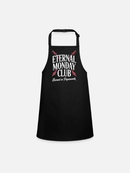 Eternal Monday Club: Begraben in Papierkram - Schürze für Kinder - Schwarz - Vorne