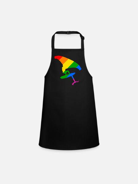 LGBTQ Pride Wingsurfing Design Gift - Children's Apron - black - Front