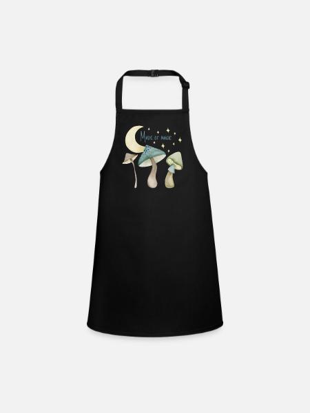Mushrooms Made of Magic. Gifts for mushroom lovers - Children's Apron - black - Front