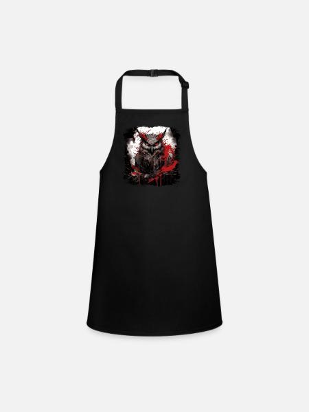 Gothic Owl - Children's Apron - black - Front