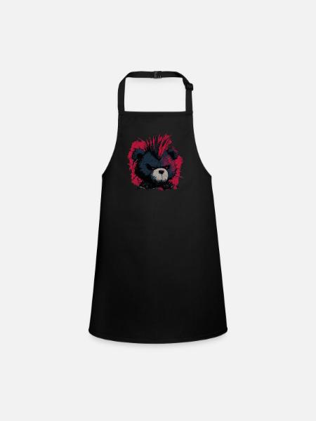 Ours en peluche punk mignon - Tablier Enfant - noir - Devant