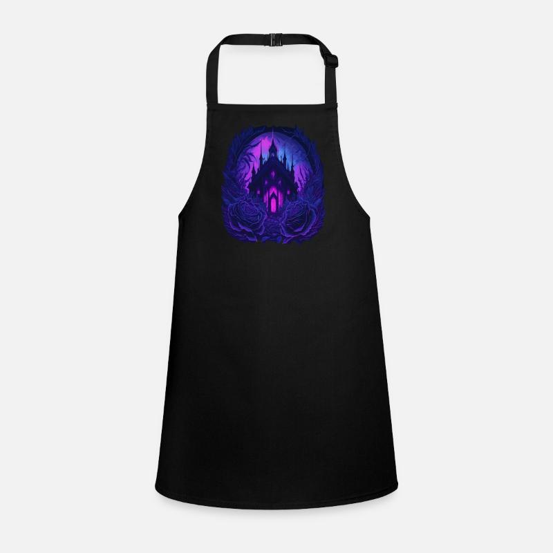 neon gothic gothic castle with roses Children's Apron
