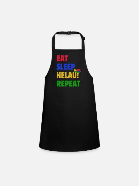 Eat Sleep Helau Repeat - Dicton de carnaval - Tablier Enfant - noir - Devant