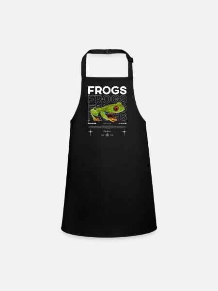 Rotäugiger Laubfrosch Streetwear Froschhüter - Schürze für Kinder - Schwarz - Vorne