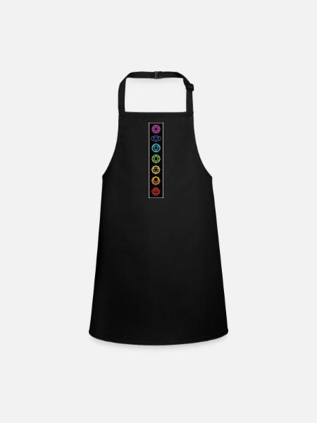 Yoga Meditation 7 Chakra - Schürze für Kinder - Schwarz - Vorne