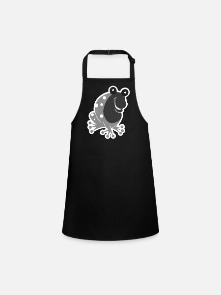 Pour les amoureux de la grenouille et un étang Amis cadeau - Tablier Enfant - noir - Devant