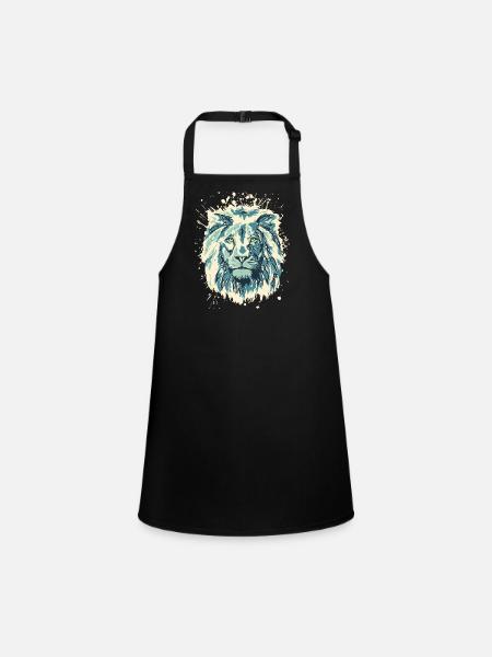 Lion - Tête de lion - Wildkatze Safari - Tablier Enfant - noir - Devant