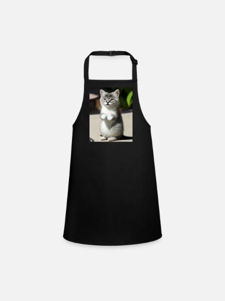 Chat persan blanc - Tablier Enfant - noir - Devant