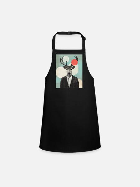 Surreal reindeer collage - Children's Apron - black - Front