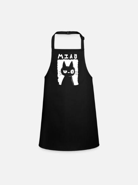 Miau - Schürze für Kinder - Schwarz - Vorne