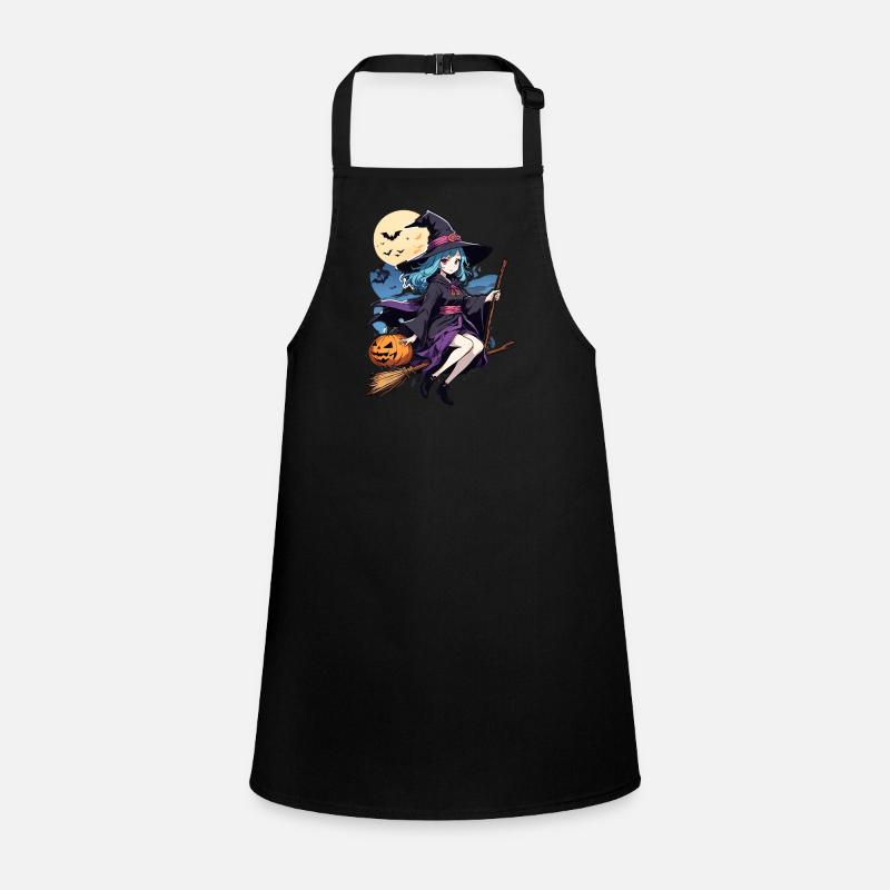 Halloween - Witch with Broom Horror Manga Children's Apron