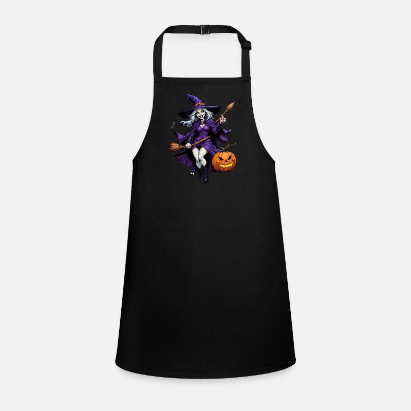 Halloween Witch With Pumpkin Illustration Children's Apron