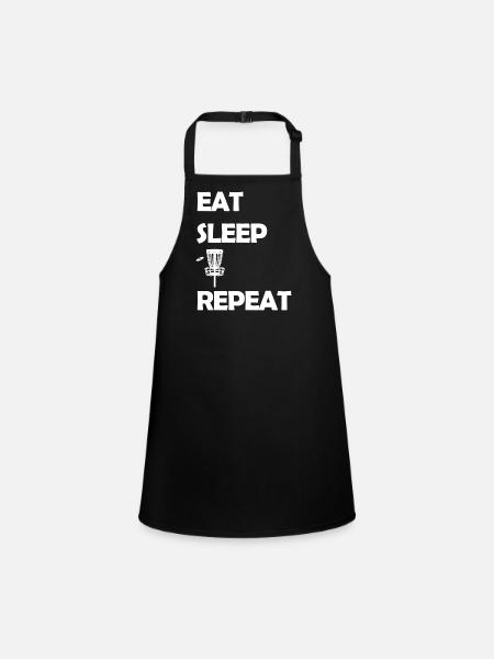 Eat Sleep Disc Golf Repeat Discgolf Trendsport - Schürze für Kinder - Schwarz - Vorne