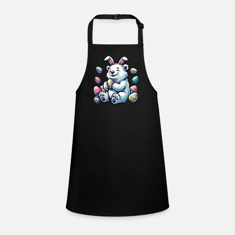 Cartoon Polar Bear Easter Egg Motif Children's Apron