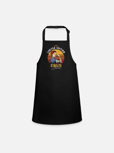 Millésime 1959 - Né en Juin 1959 - Tablier Enfant - noir - Devant