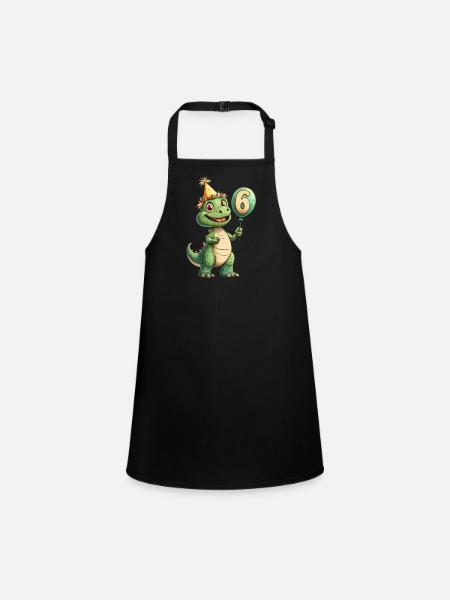 6e anniversaire Dino - Tablier Enfant - noir - Devant