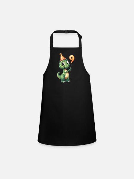 9e anniversaire Dino - Tablier Enfant - noir - Devant