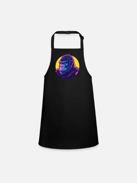 Gorilla Neon Kraft - Schürze für Kinder - Schwarz - Vorne