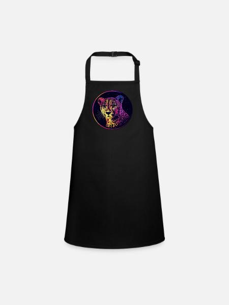 Leopard in the starry sky - Children's Apron - black - Front