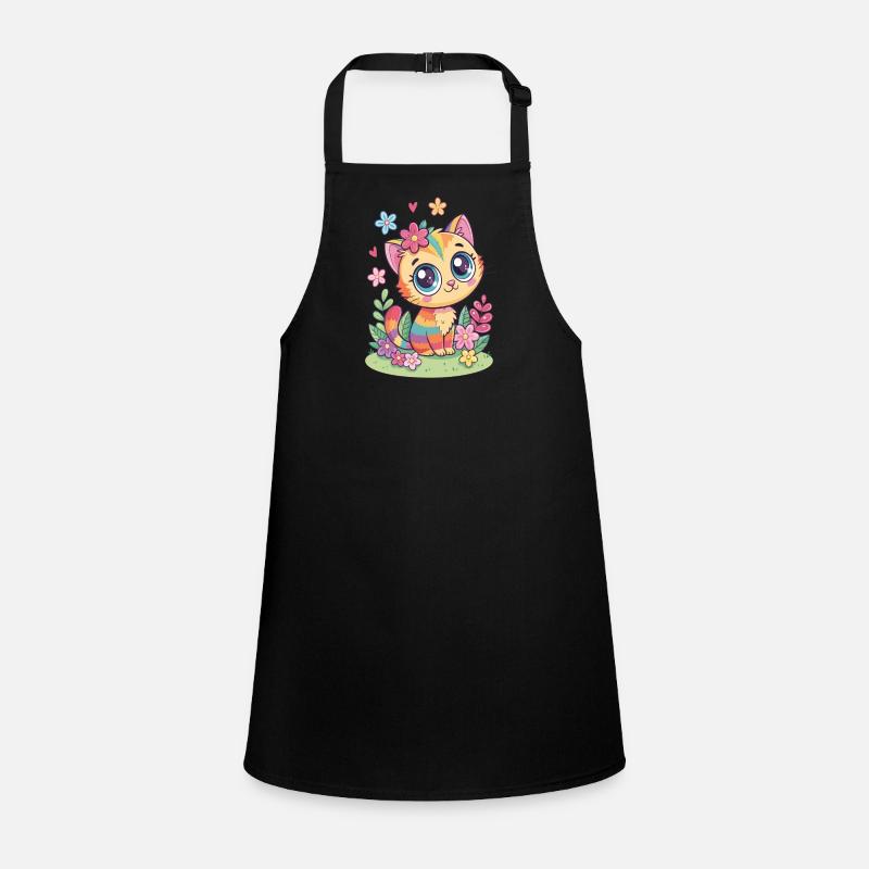 Chat arc-en-ciel avec des fleurs Tablier Enfant