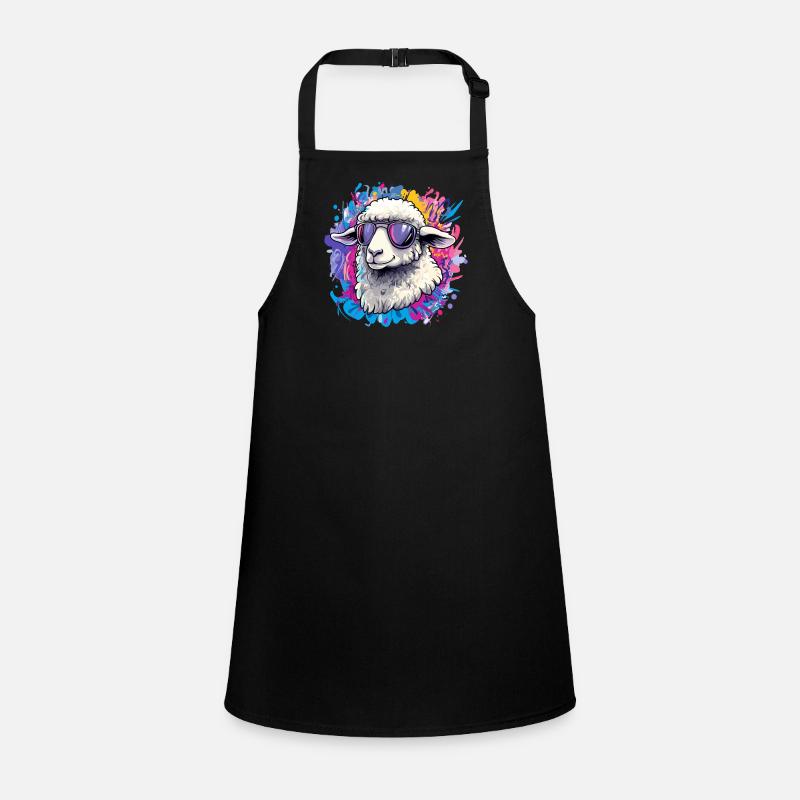 Cool sheep with sunglasses - Children's Apron - black