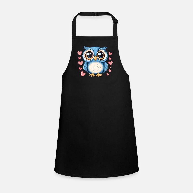 Blue Owl with Hearts Children's Apron