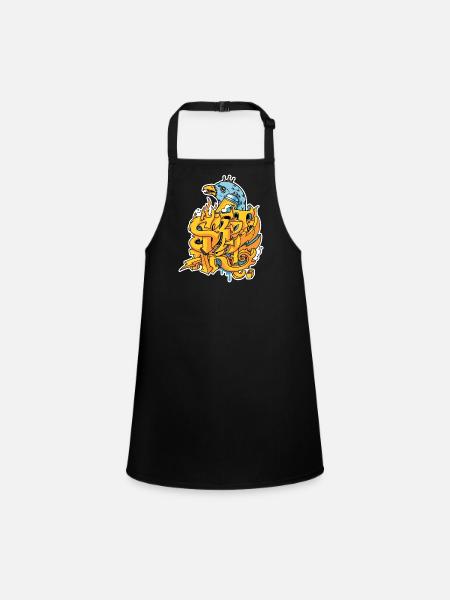 Graffiti street art with eagle and crown - Children's Apron - black
