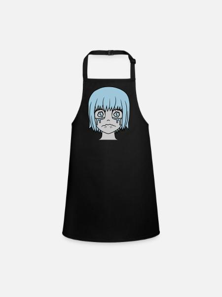 Unhappy sad girl face - Children's Apron - black - Front