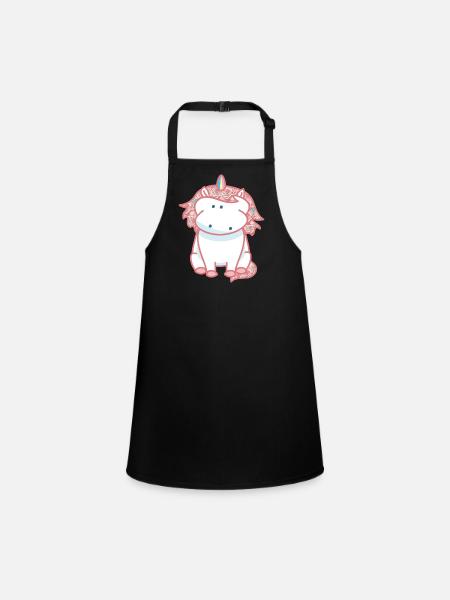 Licorne Rose (b) - Tablier Enfant - noir