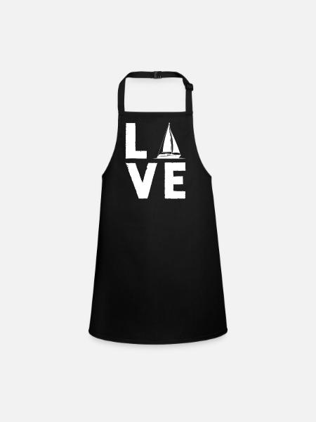 LOVE SAILING BOAT SAIL SHIP SEGELSCHIFF - Children's Apron - black - Front
