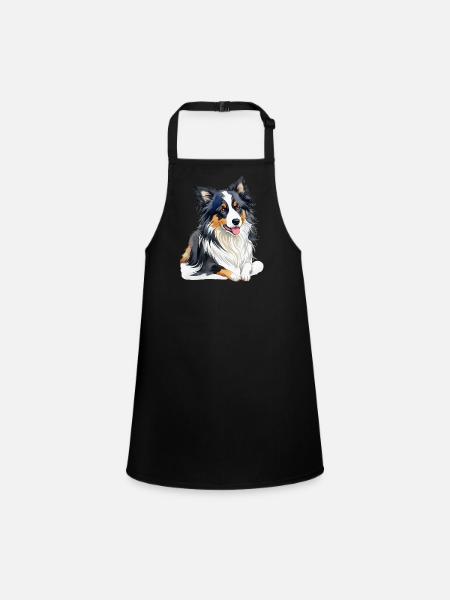 Border Collie - Schürze für Kinder - Schwarz - Vorne