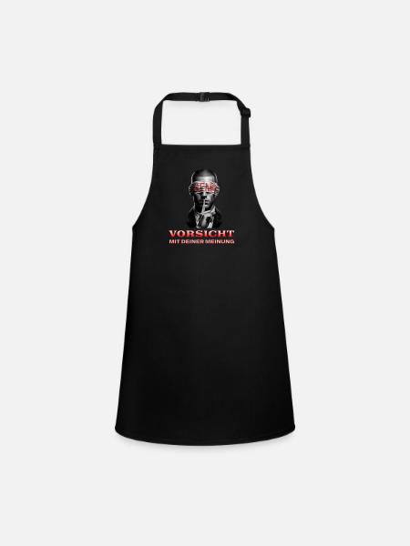 Beware, Subtle Message with a Blindfold - Children's Apron - black - Front